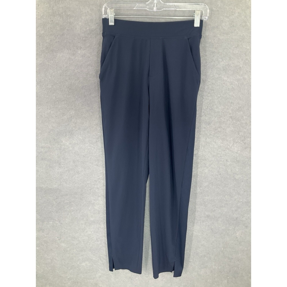 Athleta Pants Womens Sz 0 Blue Pull On Pockets Slit‎ Hem Athleisure Activewear